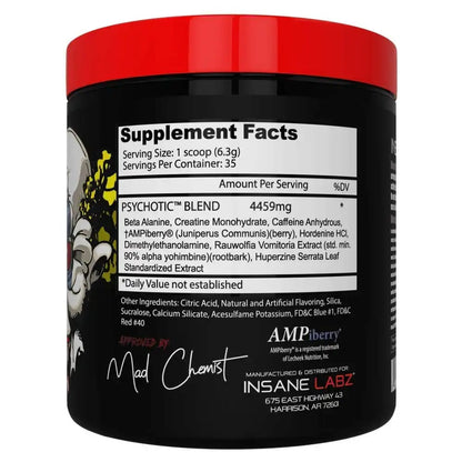 INSANE LABZ PSYCHOTIC PRE-WORKOUT, 35.SERVING, ( APPLE)